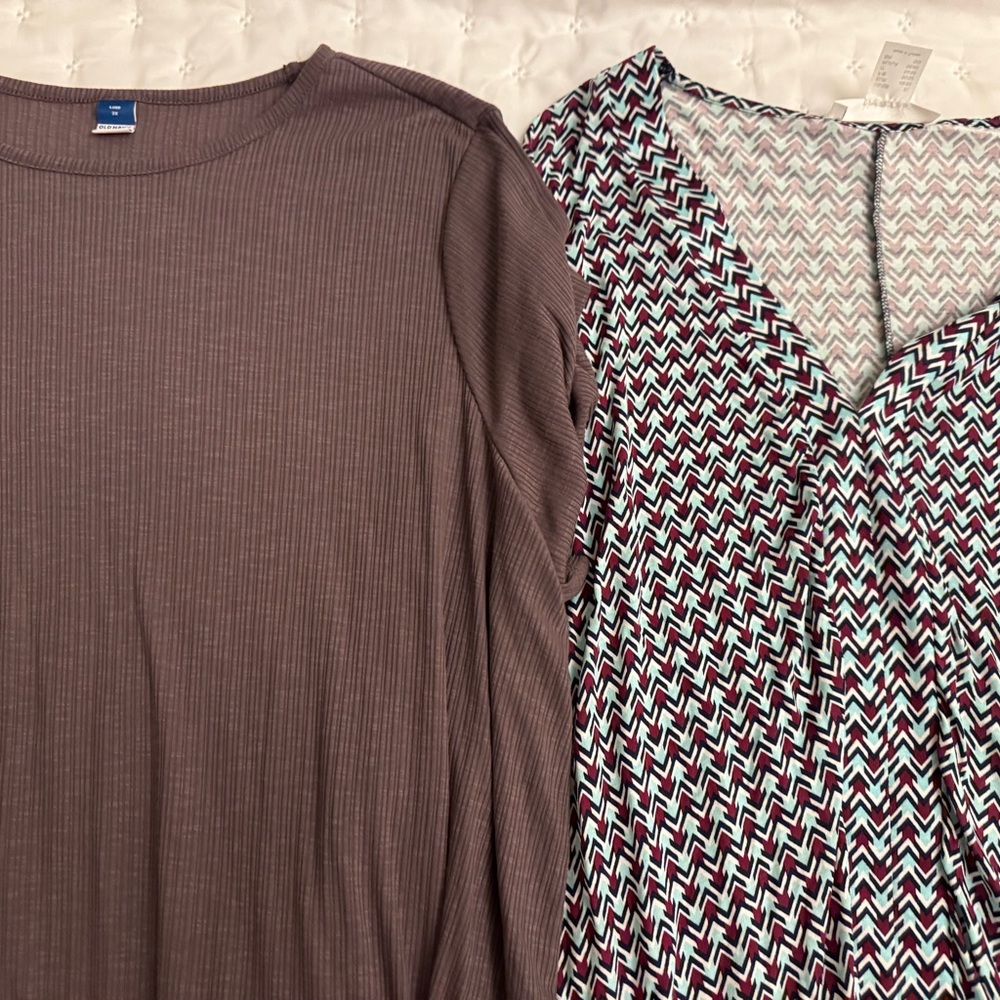 Old Navy Brown Long Sleeve and Patterned Blouse Set
